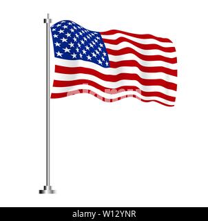 United state of America flag wave on transparent background vector ...