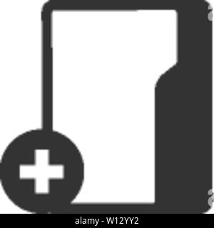 Folder icon in single color. Computer office files binder add Stock Vector
