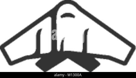 Stealth bomber  icon in single color. Aircraft military attack avionic anti radar Stock Vector