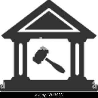 Auction house icon in single grey color. Business bidding market court government Stock Vector