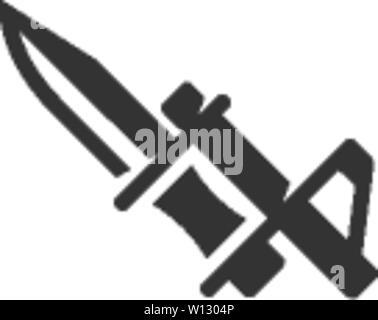 Bayonet knife icon in single color. Weapon vintage riffle assault army war battle danger dagger Stock Vector