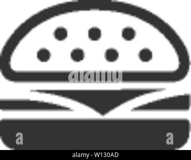 Burger icon in single grey color. Fast food junk American carbohydrate eating Stock Vector