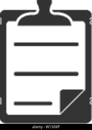 Checklist icon in single grey color. Office report information Stock Vector