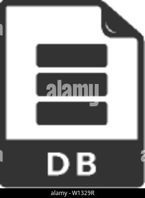 DB File format icon in single grey color. Extension database queries data server computer Stock Vector
