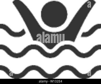 Drowned man icon in single color. People accident water sea beach lifeguard Stock Vector