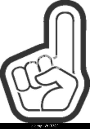 Foam glove icon in single grey color. Sport spectator supporter football basketball softball Stock Vector