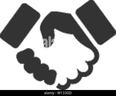 Handshake icon in single grey color. Business people agreement Stock Vector