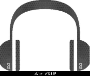 Headset Audio icon in black and white grey single color. Stock Vector