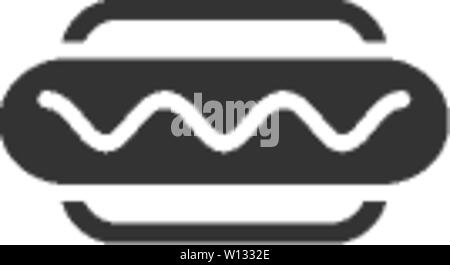 Hot dog icon in single grey color. Fast food junk American carbohydrate eating Stock Vector