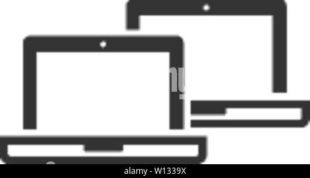 Laptops icon in single color. Electronic computer network connection internet intranet local area Stock Vector