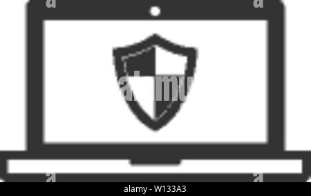 Laptops icon in single color. Electronic computer network antivirus malware adware virus detection Stock Vector