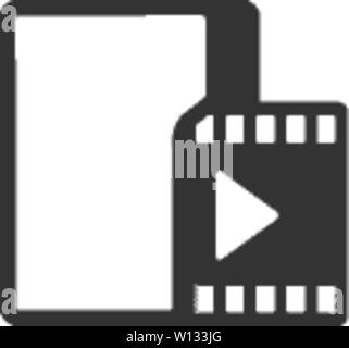 Movie folder icon in single grey color. Computer files cinema media player Stock Vector