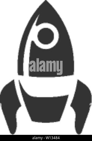 Rocket icon in single grey color. Launching, startup, media, idea Stock Vector