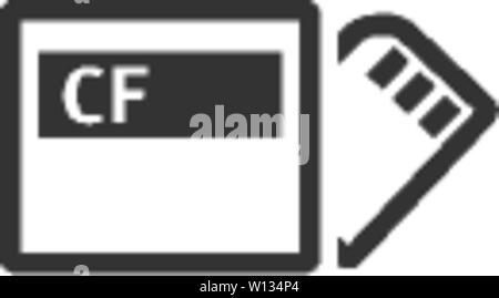 Compact flash and SD card icon in single color. Computer photography store image file data digital Stock Vector
