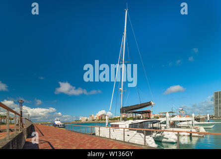 Hamakawa fishing port and fisherina district in the vicinity of the American Village in Chatan City of Okinawa. Stock Photo