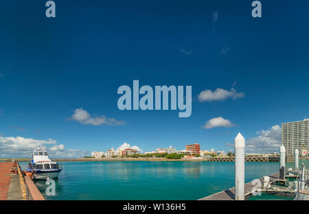 Hamakawa fishing port and fisherina district in the vicinity of the American Village in Chatan City of Okinawa. Stock Photo