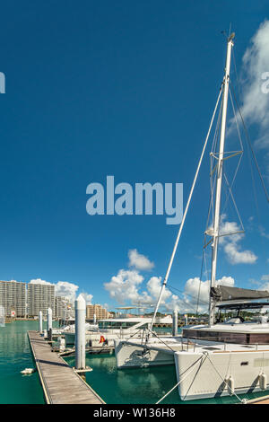 Hamakawa fishing port and fisherina district in the vicinity of the American Village in Chatan City of Okinawa. Stock Photo