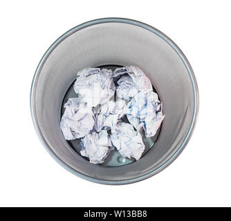 Bin mesh net pattern trash paper crumple,isolated on background Stock Photo