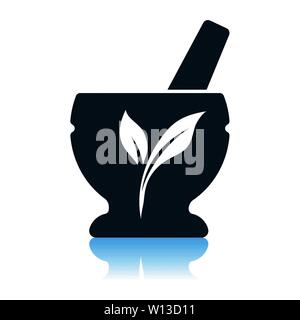 Spa Mortar Icon. Shadow Reflection Design. Vector Illustration. Stock Vector