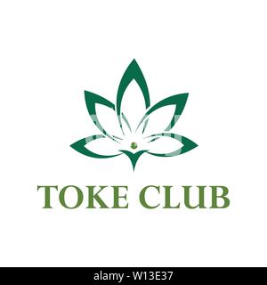 Marijuana Leaf with people logo design template Stock Vector