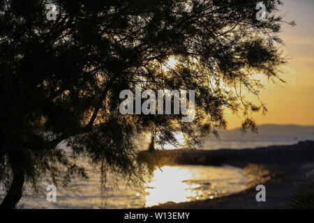 Beautiful sunset on the Adriatic Sea in Croatia. Stock Photo