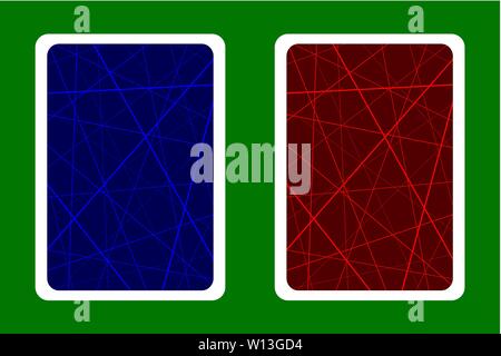 Playing Card Back Designs - Random chaotic lines abstract geometric pattern - blue and red Stock Vector