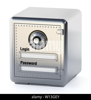 Steel safe with login and password screen. 3D illustration. Stock Photo