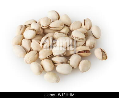 Salted pistachios bowl isolated on white background with clipping path Stock Photo