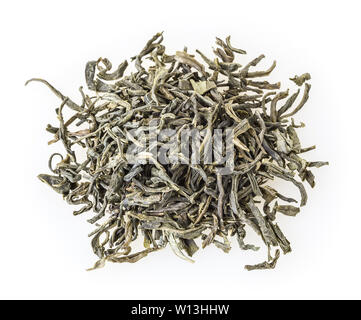 Heap of green tea isolated on white background Stock Photo