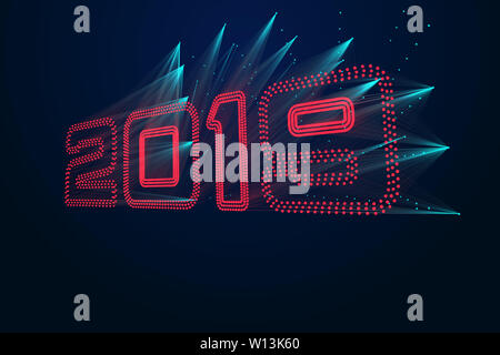 Point lines make up 2019 tech sense 3d numbers Stock Photo