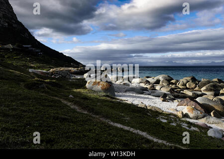 The Smitswinkel Bay shoreline on South Africa's False Bay coastline, near the city of Cape Town during winter Stock Photo