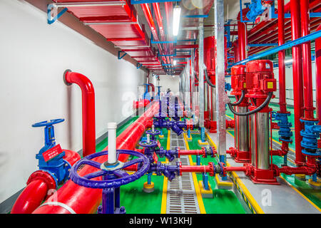 Fire pressurized pump room Stock Photo