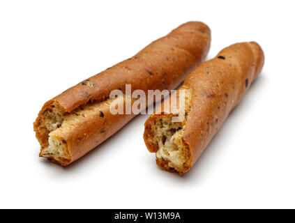 Breadsticks or grissini isolated on white background Stock Photo