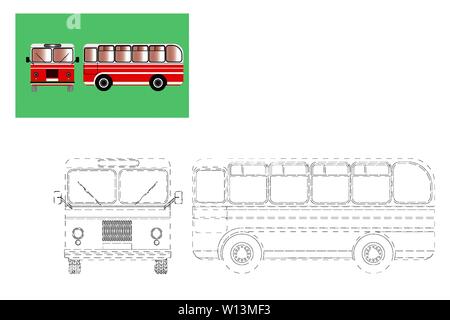 Coloring. Simple educational game for children. Vector illustration of a bus Stock Vector
