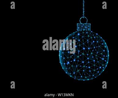 Christmas ball low poly design, polygonal style decoration element, New Year party decoration vector illustration on black background Stock Vector