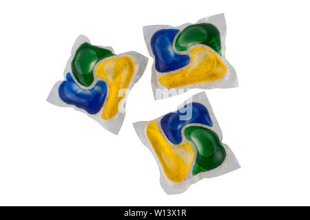Dishwasher tablet isolated on white background Stock Photo