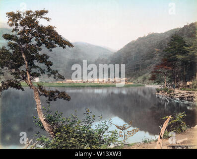 [ 1890s Japan - Yumoto Village, Japan ] —   General view of Yumoto, Tochigi Prefecture.  19th century vintage albumen photograph. Stock Photo