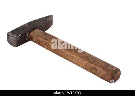 Metal Hammer with Wooden Handle isolated on white background Stock Photo