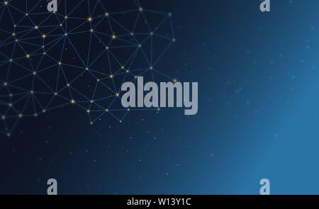 Interconnected dot wire material with a sense of technology. Big data concept background. Stock Photo