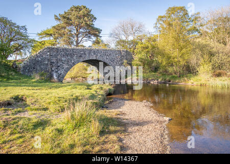 Road Bridge over river between St Mary's Loch and Loch of Lowes Stock Photo