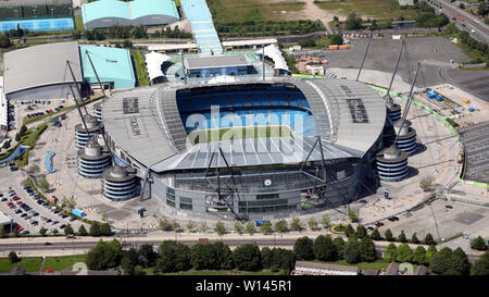 aerial view of the Manchester City Etihad Stadium & training faclitlies Stock Photo