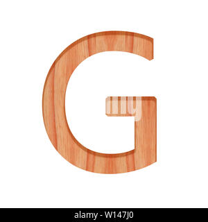 wooden vintage alphabet letter pattern beautiful 3d isolated on white background, capital letter G Stock Photo