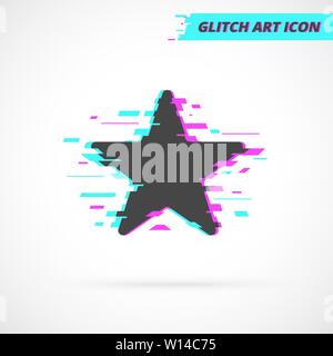 Star Sign. Glitch Art Five-pointed Star Modern Vector Icon Stock Vector