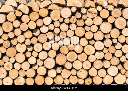 Pile of stacked firewood logs Stock Photo