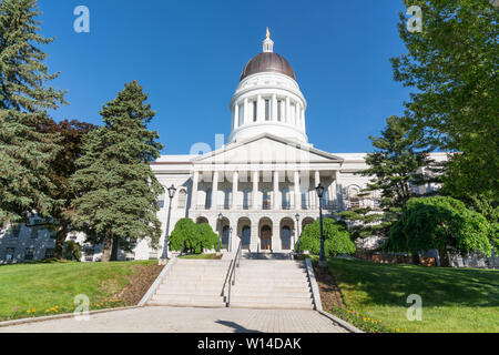 Facade of the Maine State Capitol Building in Augusta, Maine Stock Photo