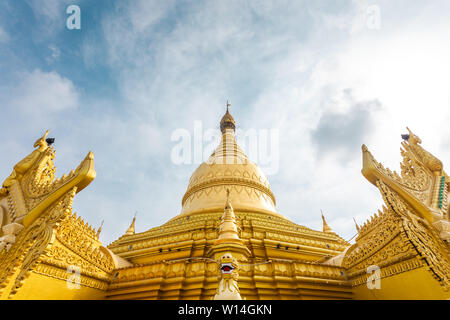 Buddhist pagoda architecture. Famous Buddhist temple Shwedagon Pagoda at Yangon, Myanmar Stock Photo
