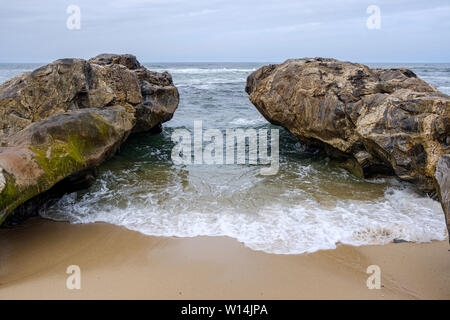 Rocks and sea, beach in the north of Portugal Stock Photo