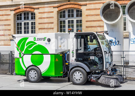 100% electric powered street cleaner - Paris, France. Stock Photo