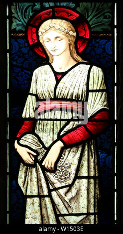 St Margaret Stained Glass Window at the Church of St Mary and All Saints, Conwy, Wales Stock Photo