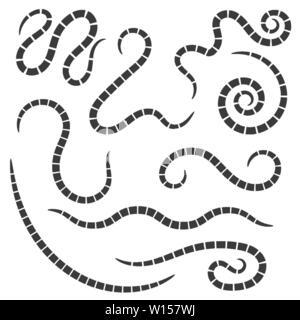 Ascarid, Helminth, Pinworm, Threadworm. Parasite Isolated on White Background Stock Vector